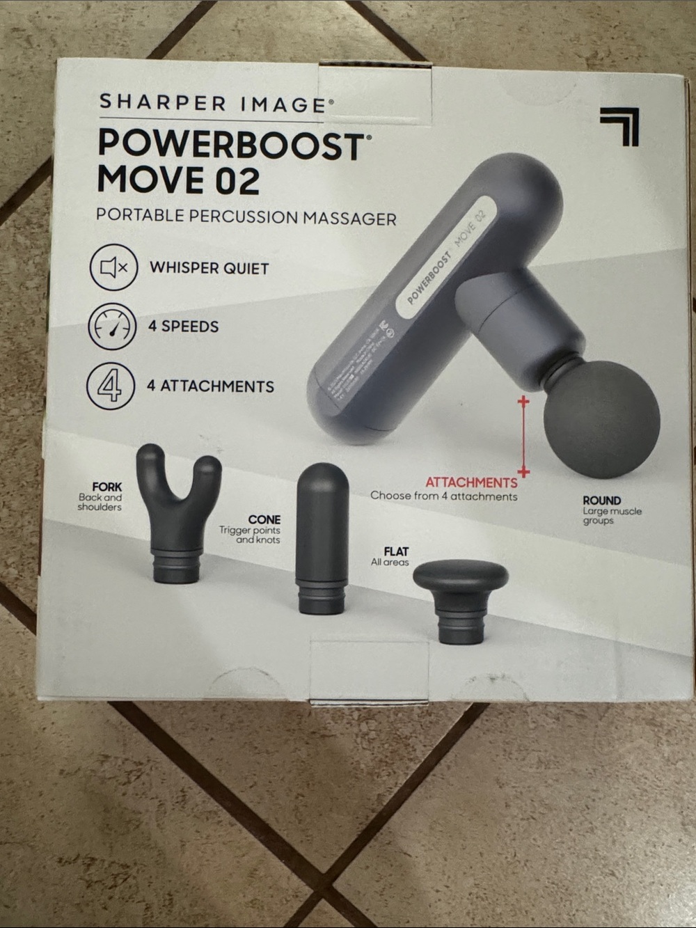 Sharper Image Powerboost Move 02 Portable Massage Gun New In Box - Picture 4 of 7